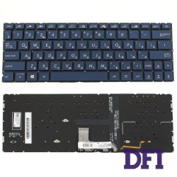 Клавіатура для ноутбука ASUS (UX334 series) rus, blue, без фрейма, підсвічування клавіш