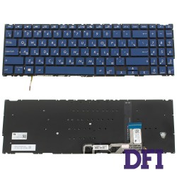 Клавиатура для ноутбука ASUS (UX534 series) rus, blue, без фрейма, подсветка клавиш (ОРИГИНАЛ)