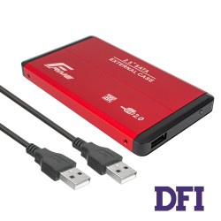 Карман внешний для HDD/SSD 2.5 Frime FHE23.25U20, USB 2.0, Metal, Red