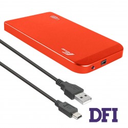 Карман внешний для HDD/SSD 2.5 Frime FHE63.25U20, USB 2.0, Metal, Red