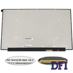 Матриця 16.0 NE160QDM-N62 (2560*1600, 40pin(eDP, IPS, 350cd/m2, 100% sRGB), LED, SLIM(без планок та вушок), матова, роз'єм справа внизу) для ноутбука