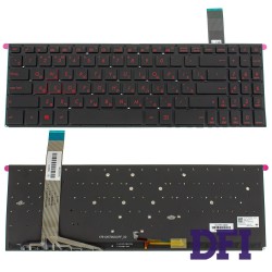 Клавіатура для ноутбука ASUS (X570 series) rus, black, без кадру, підсвічування клавіш (RED)