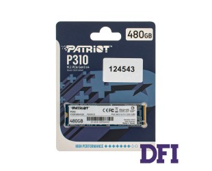 Жесткий диск M.2 2280 SSD  480Gb Patriot P310 Series, P310P480GM28, NVMe, PCI Express 3.0 x4, 3D NAND TLC, зап/чт. - 1500/1700мб/с
