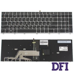 Клавиатура для ноутбука HP (ProBook: 650 G4) rus, black, silver frame, подсветка клавиш, с джойстиком (ОРИГИНАЛ)