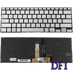 Клавиатура для ноутбука ASUS (X432 series) rus, sivler, без фрейма, подсветка клавиш (ОРИГИНАЛ)