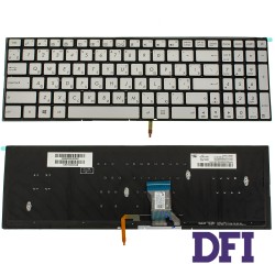 Клавиатура для ноутбука ASUS (G501, N501) rus, silver, без фрейма, подсветка клавиш (ОРИГИНАЛ)
