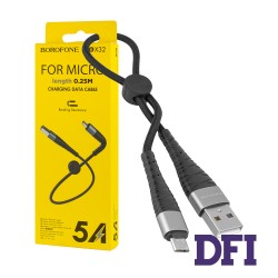 Кабель BOROFONE BX32 Munificent Micro-USB 0.25m, aluminum alloy casing, nylon braid Black