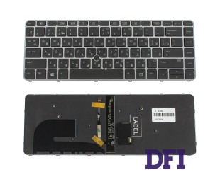 Клавиатура для ноутбука HP (EliteBook: 840 G3) rus,  silver frame, подсветка клавиш, с джойстиком