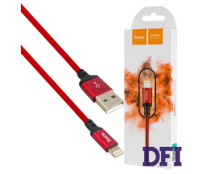 Кабель HOCO X14 Times Speed USB to iP 2A, 2m, nylon, aluminum connectors Black-red