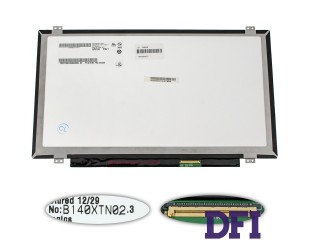 Матрица 14.0 B140XTN02.3 (1366*768, 40pin, LED, SLIM (вертикальные ушки), глянцевая, разъем справа внизу) для ноутбука (renew)