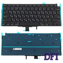 Клавиатура для ноутбука APPLE (MacBook Air: A2337 (2020-2021)) rus, black, подсветка клавиш, SMALL Enter (ОРИГИНАЛ)