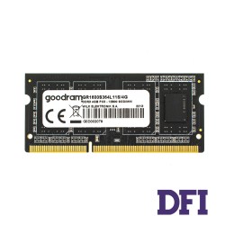 Модуль памяти SO-DIMM DDR3 4Gb 1600Mhz PC3-12800 Goodram, 1.5V, CL11 для Ноутбука (GR1600S364L11S/4G)