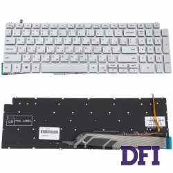 Клавіатура для ноутбука DELL (Inspiron: 5584), rus, silver, без фрейма, підсвічування клавіш