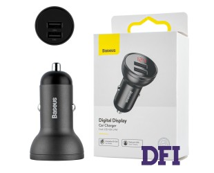 Автомобильное зарядное устройство Baseus Digital Display Dual USB 4.8A 24W Grey (CCBX-0G)