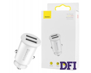 Автомобильное зарядное устройство Baseus Grain Car Charger 3.1A Dual USB White