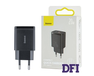 Зарядное устройство Baseus Compact Quick Charger U+C 20W EU Black (CCXJ-B01)