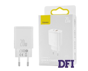 Зарядное устройство Baseus Compact Quick Charger U+C 20W EU White (CCXJ-B02)