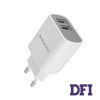 Зарядное устройство BOROFONE BA58A 2USB, (digital display) White (with Type-C cable)