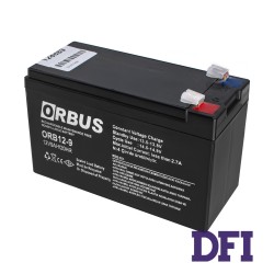УЦЕНКА! ОКИСЬ НА КЛЕМЕ! Аккумуляторная батарея ORBUS OR1290 12V 9Ah, Емкость: 9Ач, 12V, 2.2kg, размеры: 151х65х94мм (ИБП UPS)