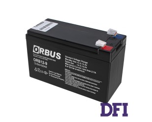 УЦЕНКА! ОКИСЬ НА КЛЕМЕ! Аккумуляторная батарея ORBUS OR1290 12V 9Ah, Емкость: 9Ач, 12V, 2.2kg, размеры: 151х65х94мм (ИБП UPS)
