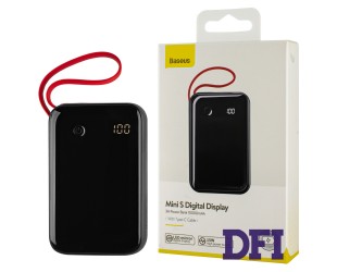 Универсальная мобильная батарея Baseus Mini S Digital Display 3A Power Bank 10000mAh Black (With Type-C Cable) (PPXF-A01)