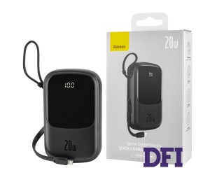 Универсальная мобильная батарея Baseus Qpow Digital Display quick charging 20000mAh 20W(IP Cable) Black (PPQD-H01)