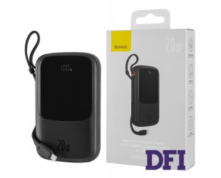 Универсальная мобильная батарея Baseus Qpow Pro Digital Display Fast Charge 10000mAh 20W iP Edition Black (Type-C 3A 0.3m Black) (PPQD020001)