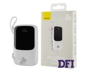 Универсальная мобильная батарея Baseus Qpow Pro Digital Display Fast Charge 10000mAh 20W iP Edition White (Type-C 3A 0.3m Black) (PPQD020002)