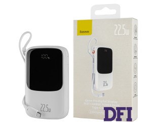 Универсальная мобильная батарея Baseus Qpow Pro Digital Display Fast Charge 10000mAh 22.5W Type-C Edition White (Type-C 3A 0.3m Black) (PPQD020102)