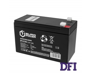 Аккумуляторная батарея Europower 12V 7.2Ah, Емкость: 7.2Ач, 12В, 1.8kg, размеры: 151х65х94мм (ИБП UPS) (EP12-7.2F2)