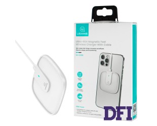 Бездротовий зарядний пристрій Usams US-CD153 Ultra-thin Magnetic Fast Wireless Charger With Cable White