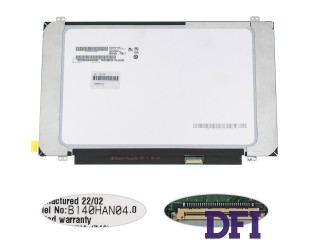 УЦЕНКА! Матрица 14.0 B140HAN04.0 (1920*1080, 30pin(eDP, IPS, 250cd/m2, 45% NTSC), LED, SLIM (вертикальные ушки), матовая, разъем справа внизу, дп=220 (narrow border)) для ноутбука