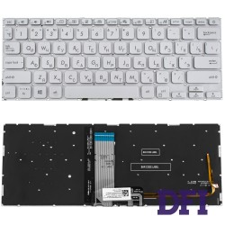 Клавиатура для ноутбука ASUS (X409 series) rus, silver, без фрейма, подсветка клавиш