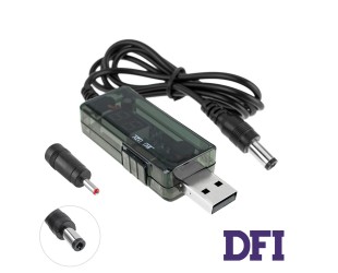 Кабель USB, повышающий напряжение с 5V до 9v/12v, (переключатель)+(переходник DC 5.5*2.5 и 3.5*1.5)