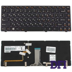 Клавіатура для ноутбука LENOVO (Y480, Y485) rus, black, підсвічування клавіш