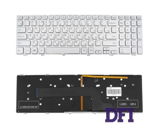 Клавиатура для ноутбука DELL (Inspiron: 7537) rus, silver, подсветка клавиш, с фреймом