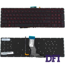 Клавіатура для ноутбука HP (Omen: 15-ax, 17-w series ) rus, black, без фрейма, підсвічування клавіш (RED)