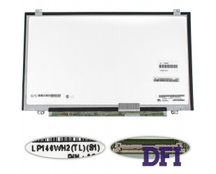 Матрица 14.0 LP140WH2-TLS1 (1366*768, 40pin, LED, SLIM (вертикальные ушки), глянец, разъем справа внизу) для ноутбука (renew)