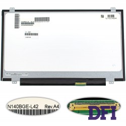 Матриця 14.0 N140BGE-L42 (1366*768, 40pin, LED, SLIM (вертикальні вушки), глянцева, роз'єм праворуч знизу) для ноутбука (renew)