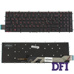 Клавіатура для ноутбука DELL (Inspiron: 7566, 7567) rus, black, без фрейма, підсвічування клавішRED