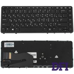 Клавиатура для ноутбука HP (EliteBook: 840, 850) rus, black, подсветка клавиш, без джойстика