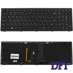 Клавиатура для ноутбука LENOVO (Flex 15, Flex 15D, G500s, G505s, S510p) rus, black, black frame, подсветка клавиш