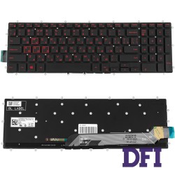 Клавіатура для ноутбука DELL (Inspiron: 7566, 7567) rus, black, без фрейма, підсвічування клавішRED (оригінал)