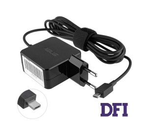 Оригинальный блок питания для ноутбука ASUS 19V, 33W, для ASUS Eee Book X205TA, F205TA, special USB connector, квадратный, black (C ВИЛКОЙ!)