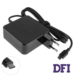 Оригінальний блок живлення для ноутбука ASUS USB-C 65W, Type-C, квадратний, адаптер+перехідник, Black (0A001-00443300)