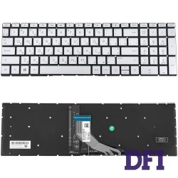 Клавиатура для ноутбука HP (250 G7, 255 G7 series) ukr, silver, без фрейма, подсветка клавиш (ОРИГИНАЛ)