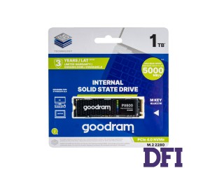Жесткий диск M.2 2280 SSD 1Tb Goodram PX600 Series, NVMe, PCI Express 4.0 x4, 3D NAND TLC,  зап/чт. - 3200/5000Мб/с (SSDPR-PX600-1K0-80)