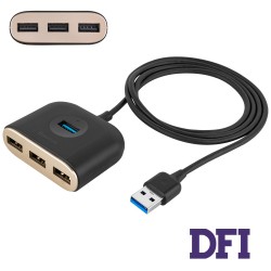 USB-Hub Baseus Square round 4 in 1 USB HUB Adapter (USB3.0 TO USB3.0*1+USB2.0*3) 1m Black (CAHUB-AY01)