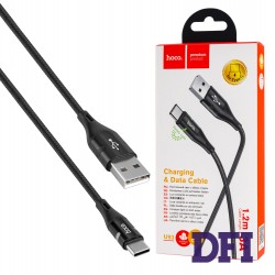 Кабель HOCO U93 USB to Type-C 3A, 1.2m, nylon, aluminum connectors, light indicator, Black