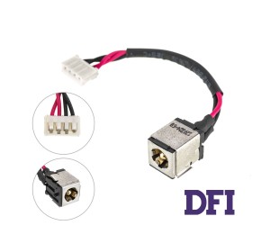 Разъем питания PJ053-2.5mm (Asus:A7k, IBM Lenovo:IdeaPad Y510, Toshiba: L45) с кабелем (4 pin)
